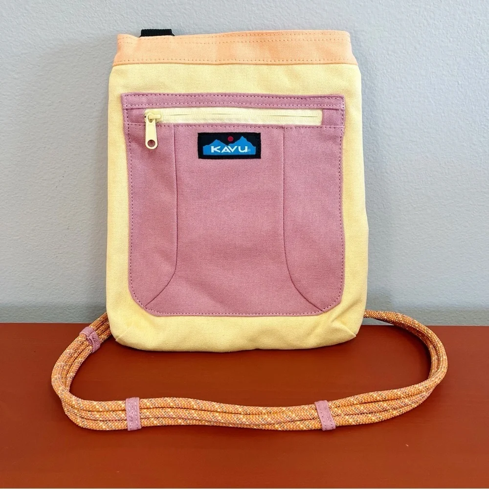 KAVU NWT Keepalong Rope Crossbody Bag Sweet Sorbet Pastel Pockets Adjustable